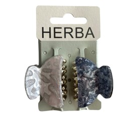 HERBA pince 4cm acétate gris clair gris 2 pce