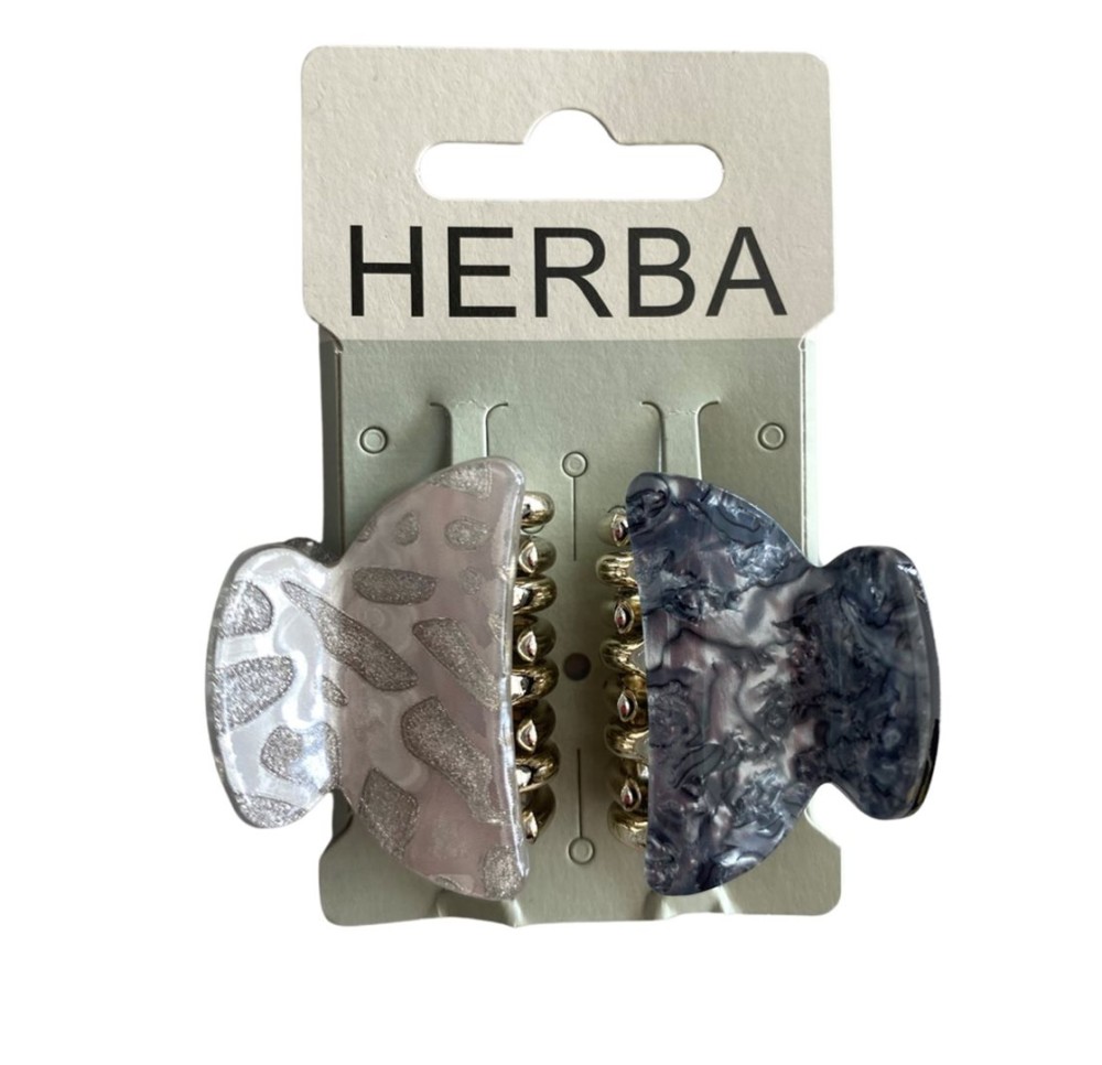 HERBA pince 4cm acétate gris clair gris 2 pce