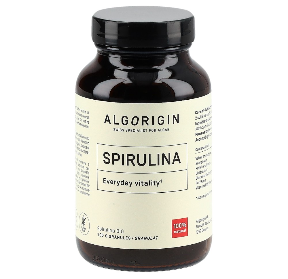 ALGORIGIN Spiruline gran bio (n) fl verre 100 g