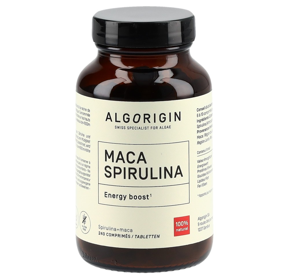 ALGORIGIN Spiruline+Maca cpr (n) fl verre 240 pce