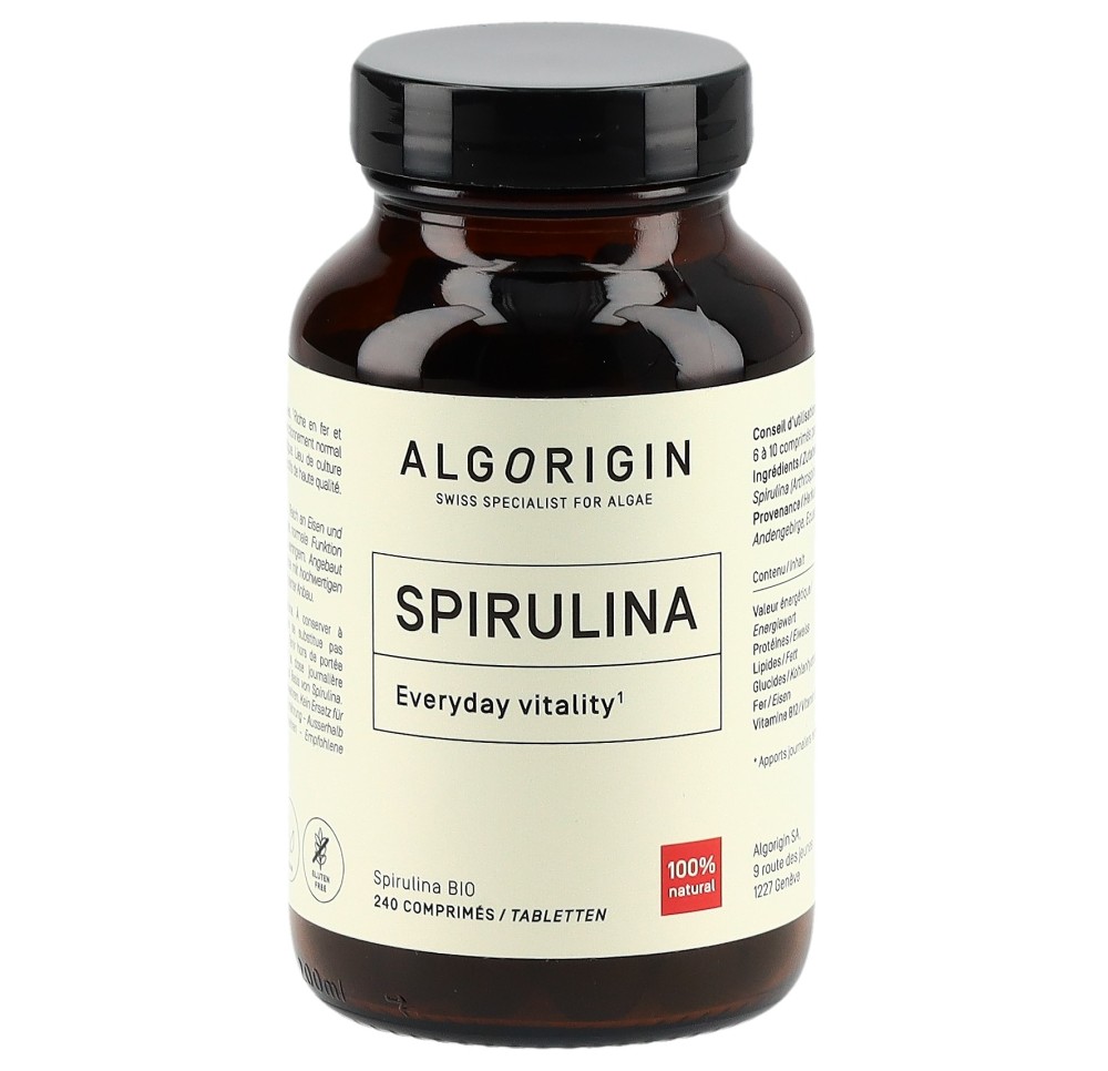 ALGORIGIN Spiruline cpr bio (n) fl verre 240 pce