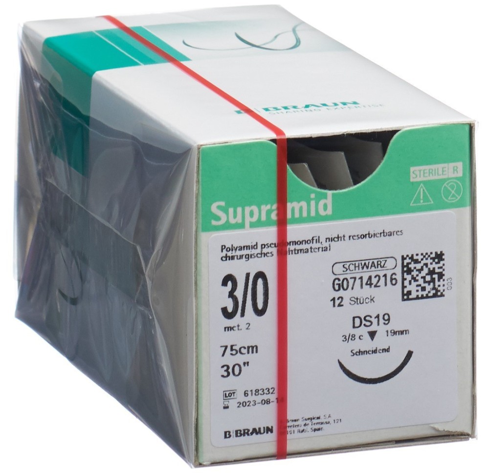 SUPRAMID 75cm DS 19 3-0 noir 12 pce