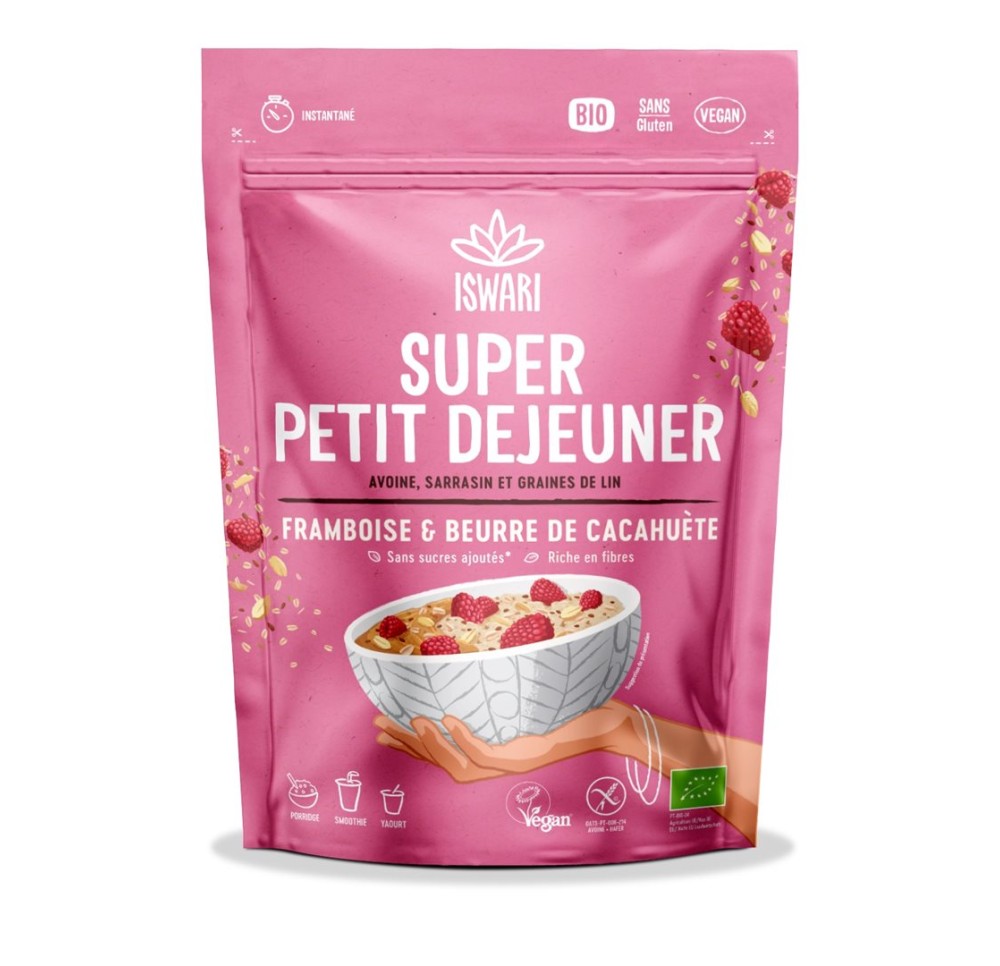 ISWARI super pet dej framboise cacahuète bio 360 g