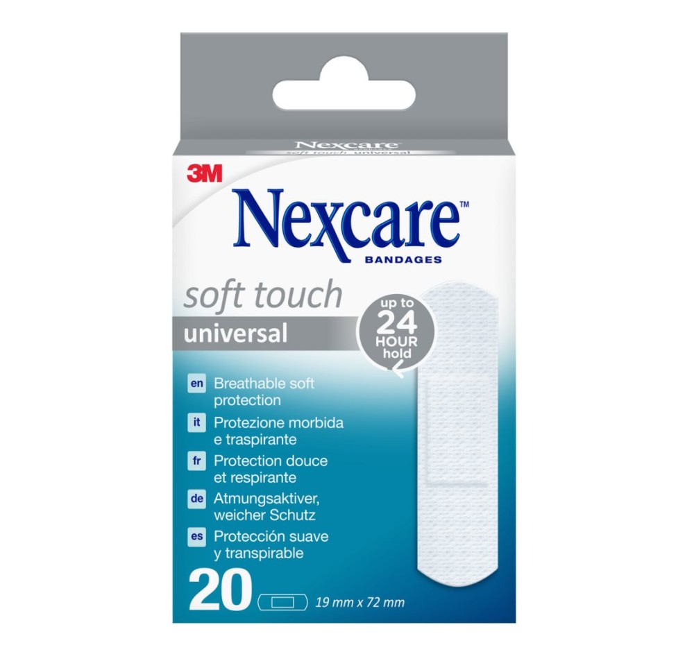 3M NEXCARE Soft Touch univer pans 19x72mm 20 pce