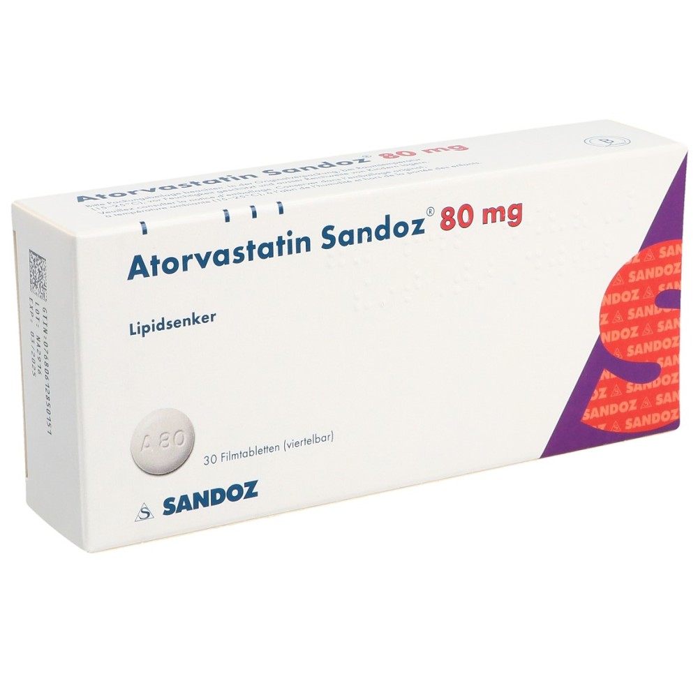 ATORVASTATINE Sandoz cpr pell 80 mg 30 pce