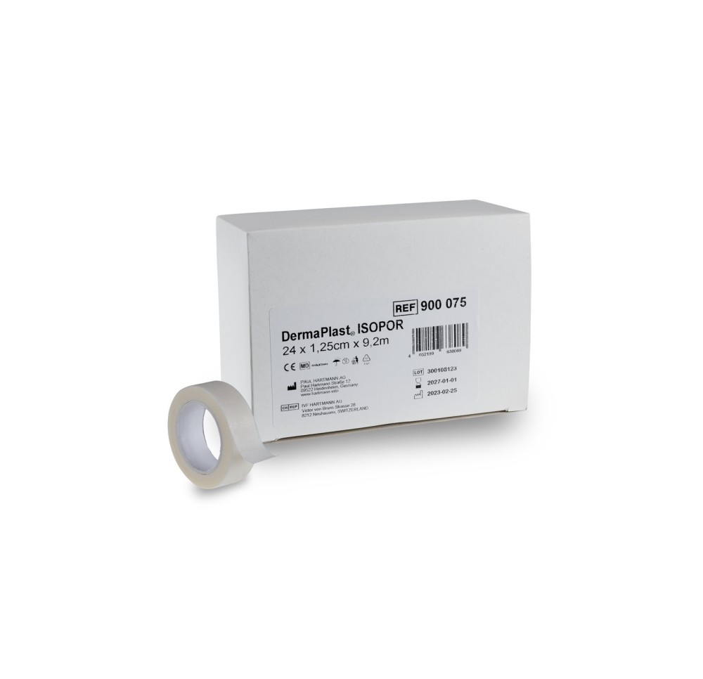 DERMAPLAST ISOPOR 1.25cmx9.2m n-tissé blanc 24 pce