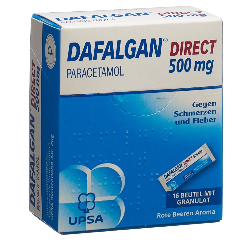 DAFALGAN Direct gran 500 mg baies rouges 16 pce