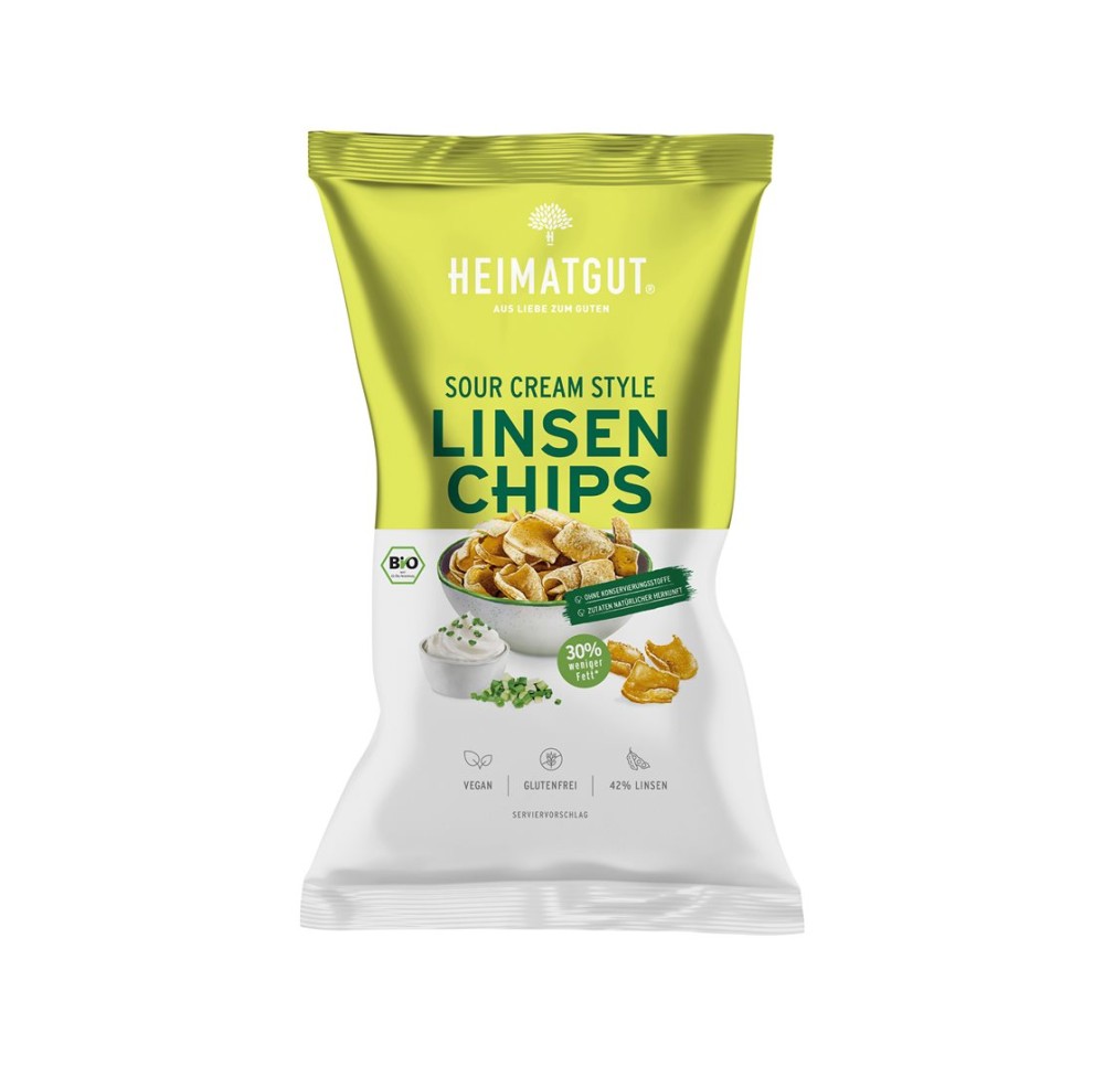 HEIMATGUT Chips de lentilles crème sure bio 75 g
