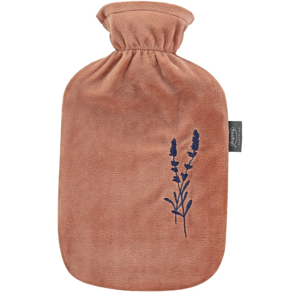FASHY bouillotte 2l housse brun broderie lav