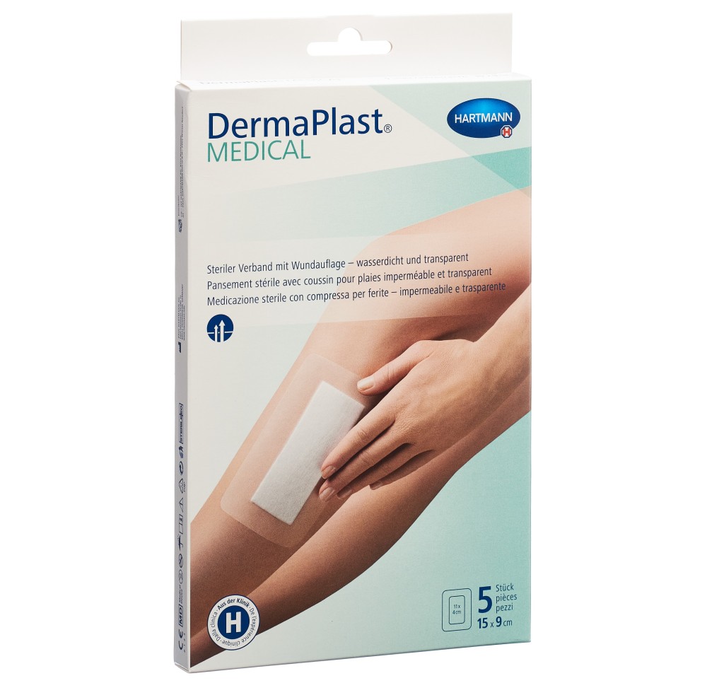 DERMAPLAST Medical pansement transpar 15x9cm 5 pce