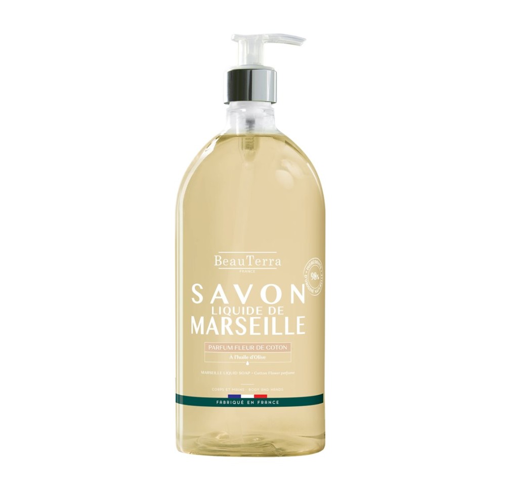 BEAUTERRA savon Marseille liq fleur coton 1000 ml