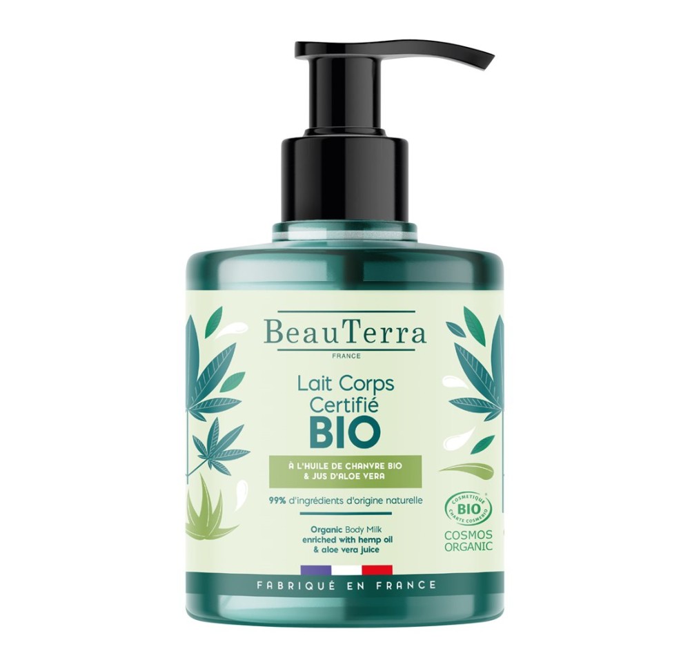 BEAUTERRA lait corps chanvre aloé vera bio 500 ml
