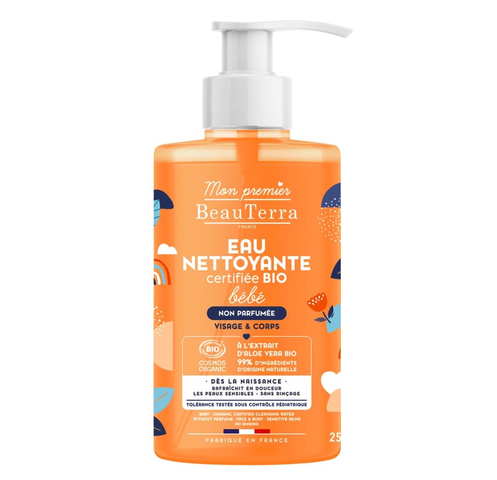 BEAUTERRA eau nettoyante bébé sans parf bio 750 ml