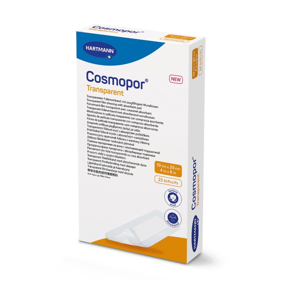 COSMOPOR transparent 10x20cm stérile 25 pce