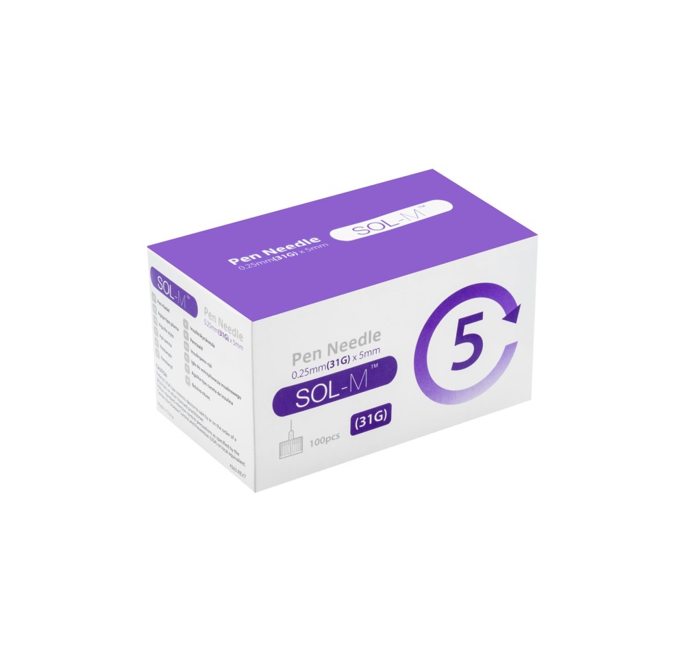 SOL-M Pen aiguille 31G 0.25mmx5mm 100 pce
