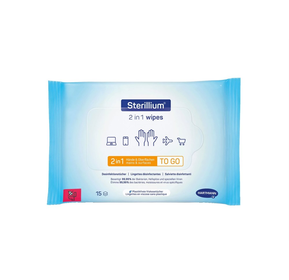 STERILLIUM 2en1 wipes 15 pce