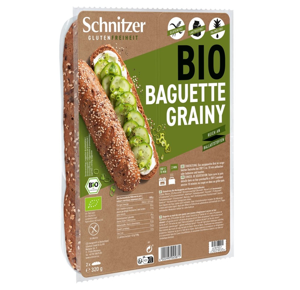 SCHNITZER Bio baguette grainy 320 g