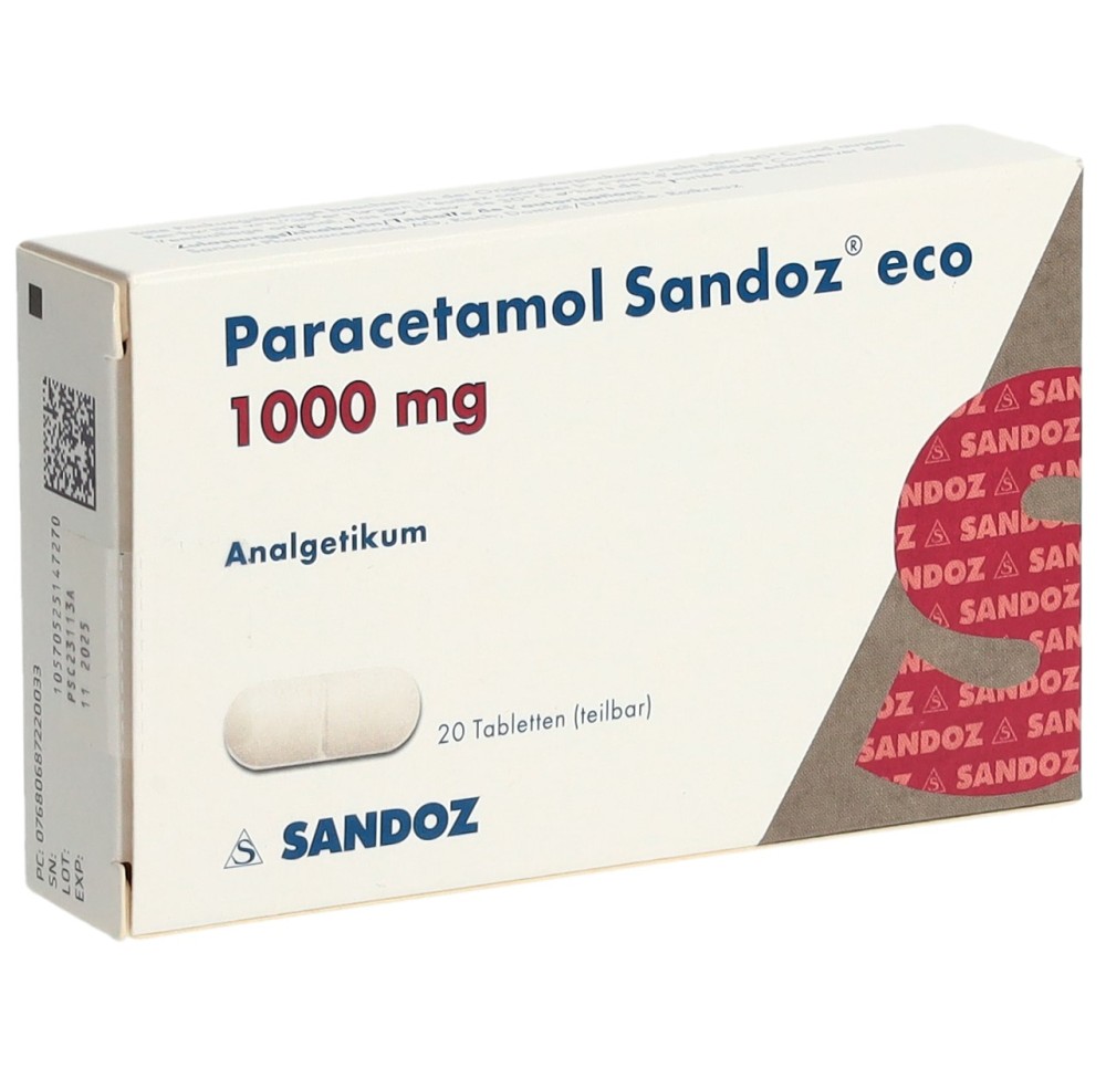 PARACETAMOL Sandoz eco cpr 1000 mg 20 pce