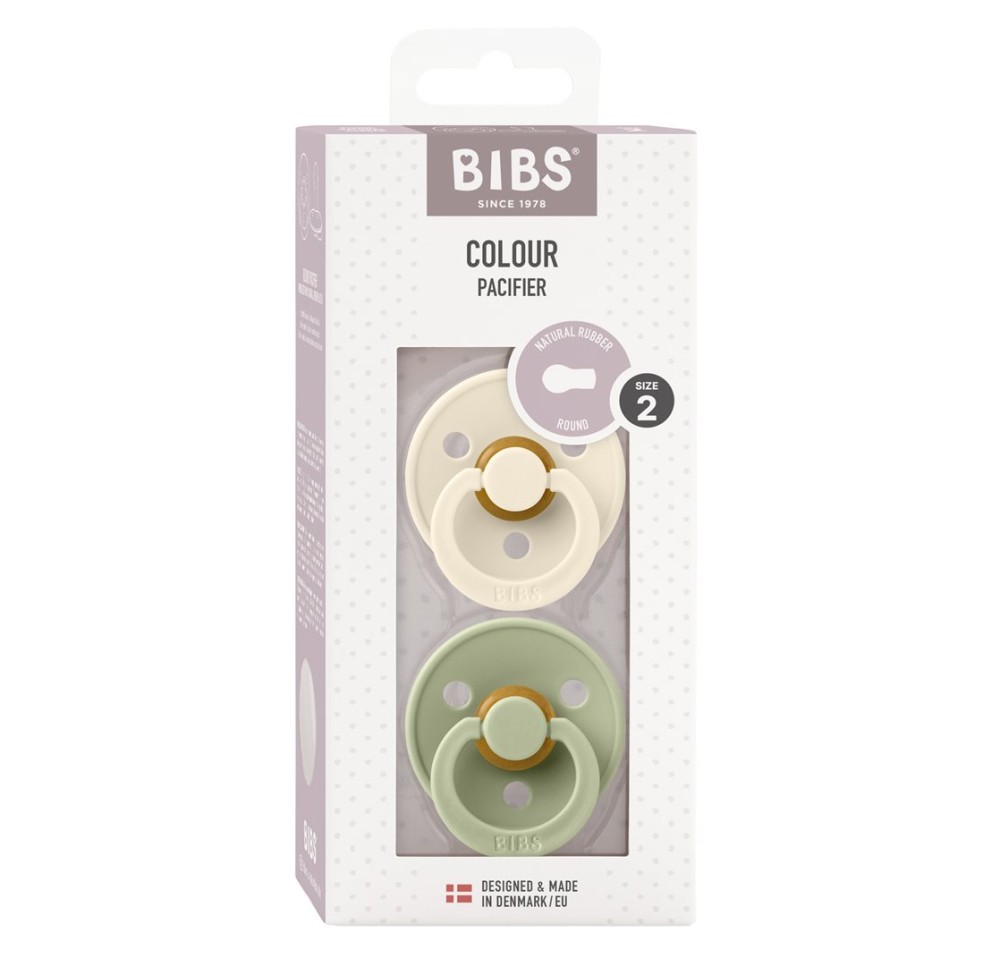 BIBS Colour Latex Round 6-12m ivory sage 2 pce