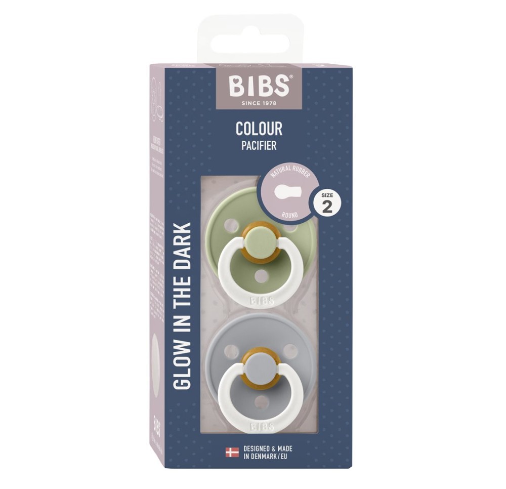 BIBS Colour Latex Round 6-12m sage gl clo gl 2 pce