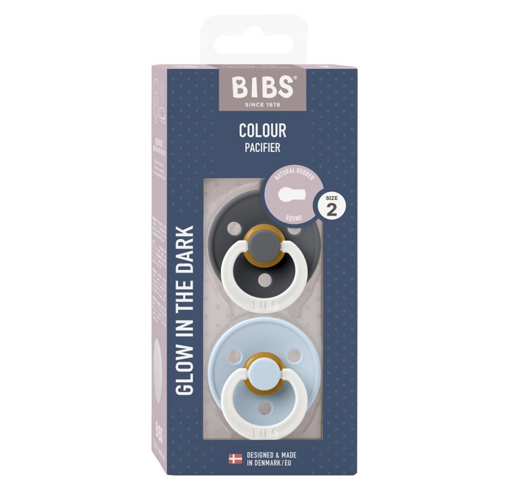 BIBS Colour Latex Round 6-12m iron gl bl gl 2 pce
