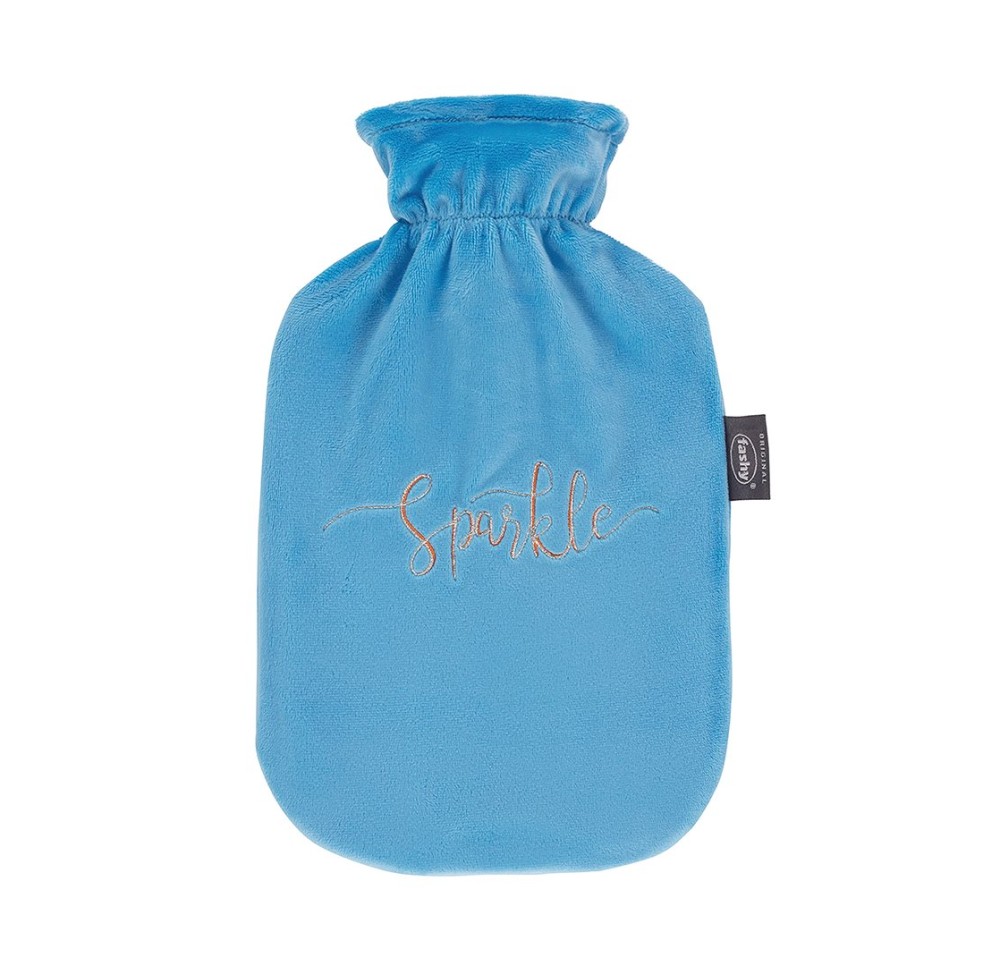 FASHY bouillotte 2l housse polaire bleu brod