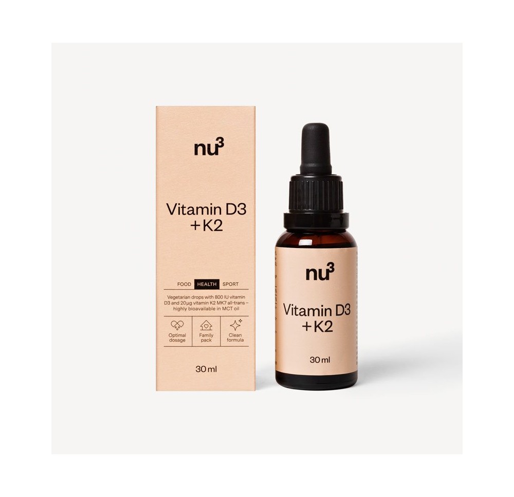 NU3 vitamine D3 plus K2 gouttes huile MCT 30 ml