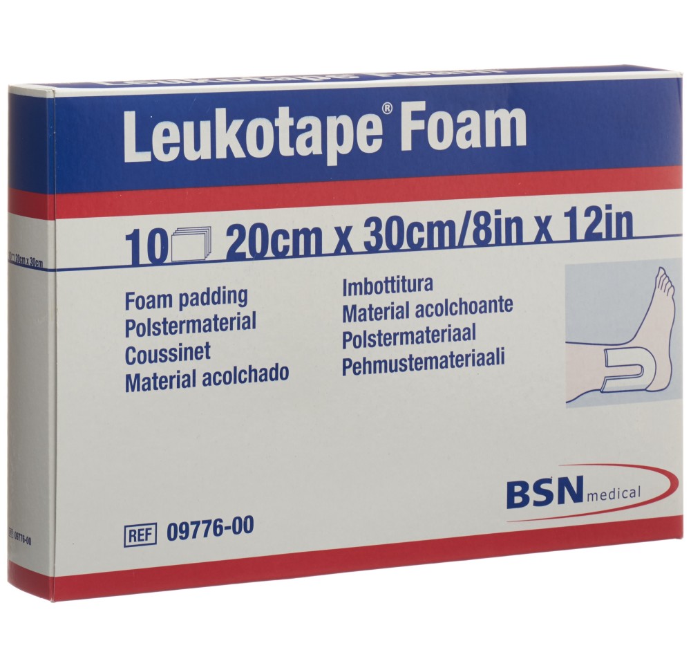 LEUKOTAPE FOAM plaque caoutch mouss 20x30cm 10 pce