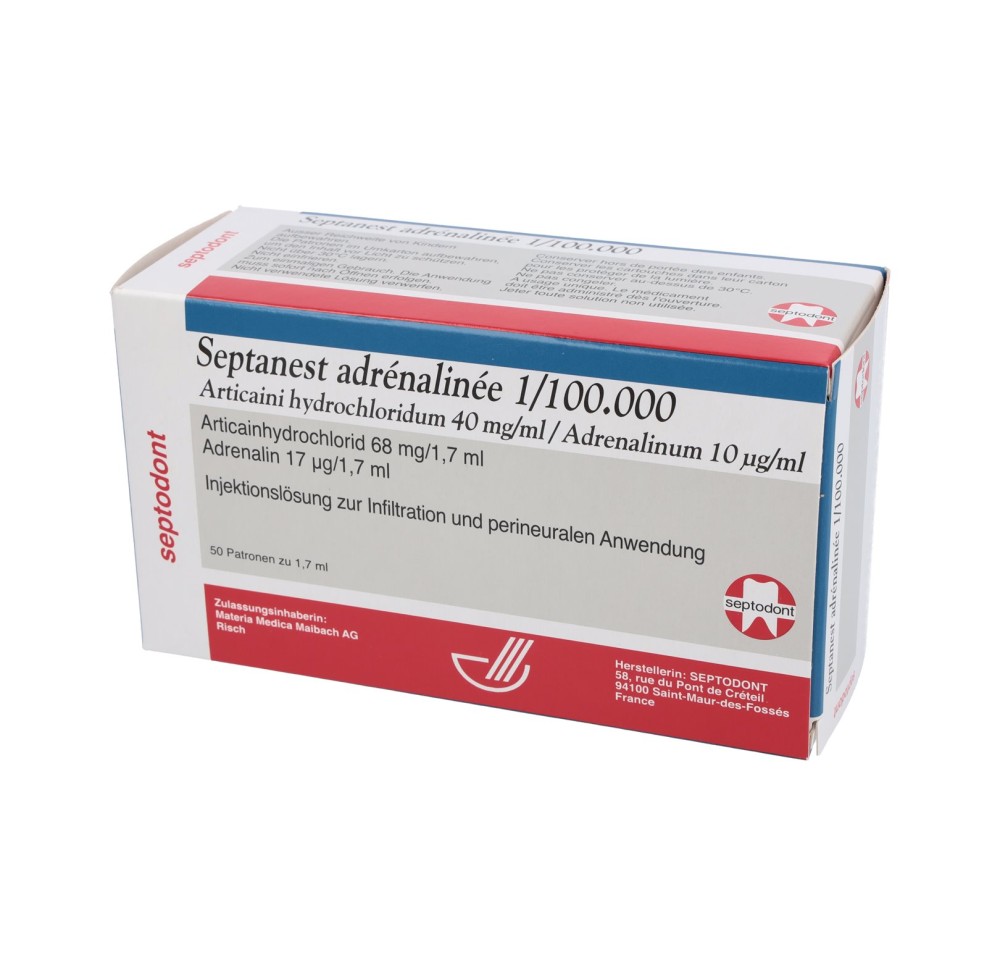 SEPTANEST ADRÉNALINÉE 1/100000 50 cartouche 1.7 ml
