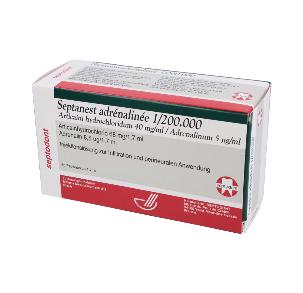 SEPTANEST ADRÉNALINÉE 1/200000 50 cartouche 1.7 ml