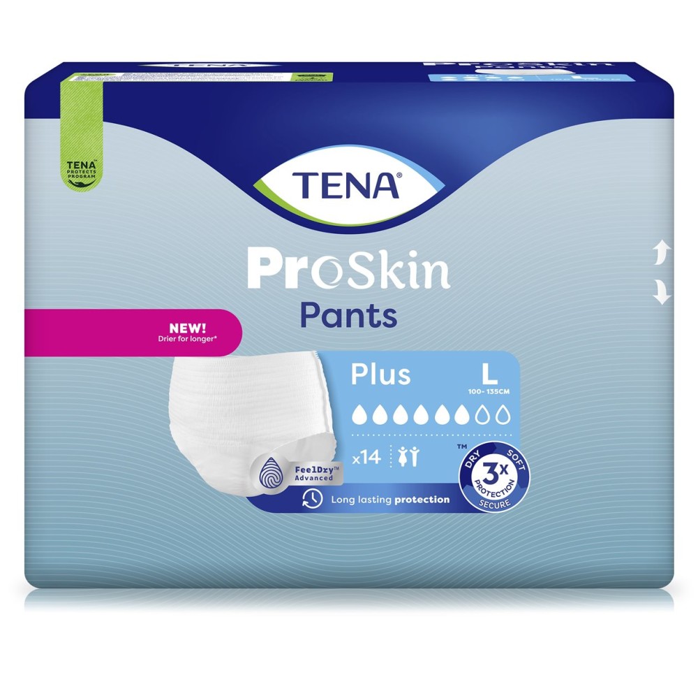 TENA Pants Plus L 100-135cm (nouv) 4 x 14 pce