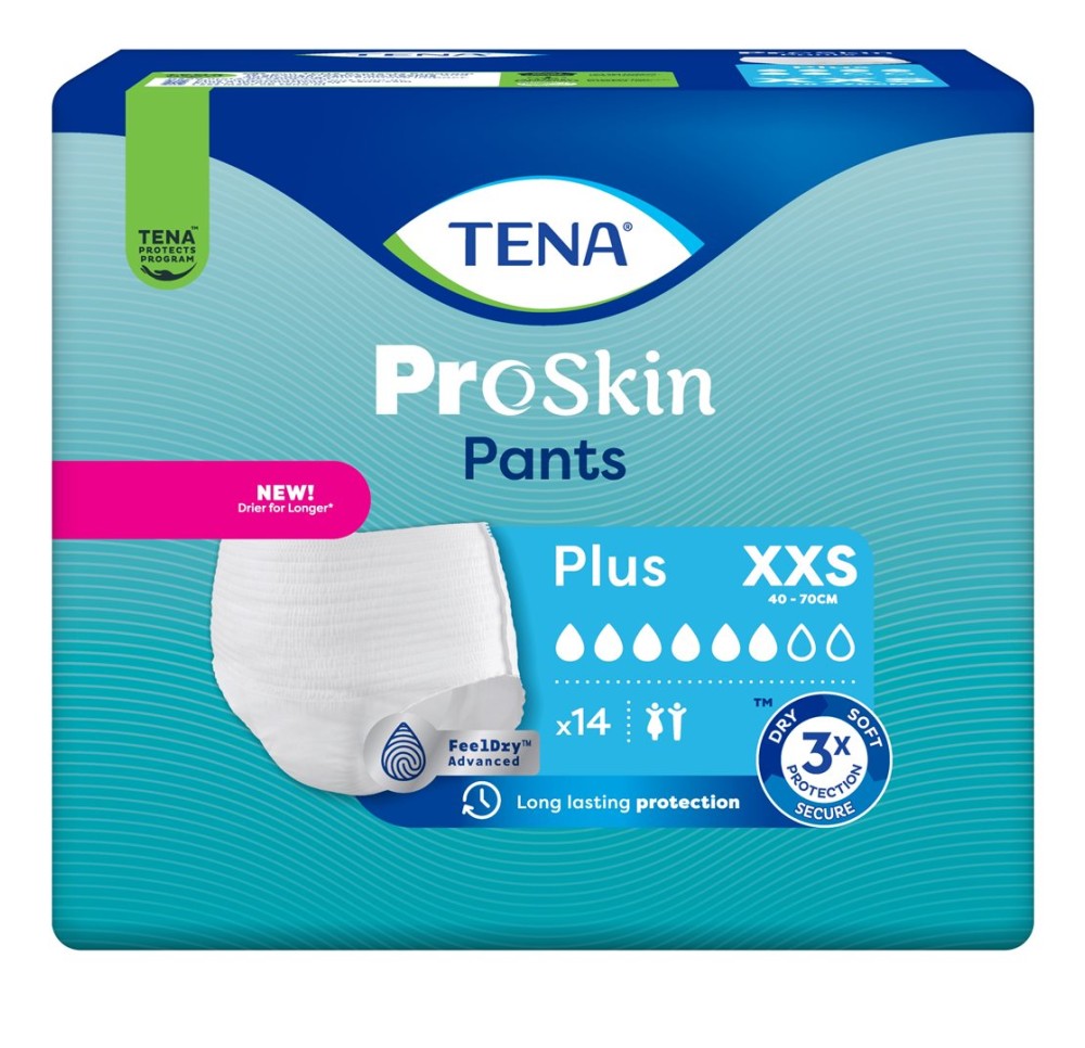 TENA Pants Plus XXS 40-70cm (nouv) 4 x 14 pce