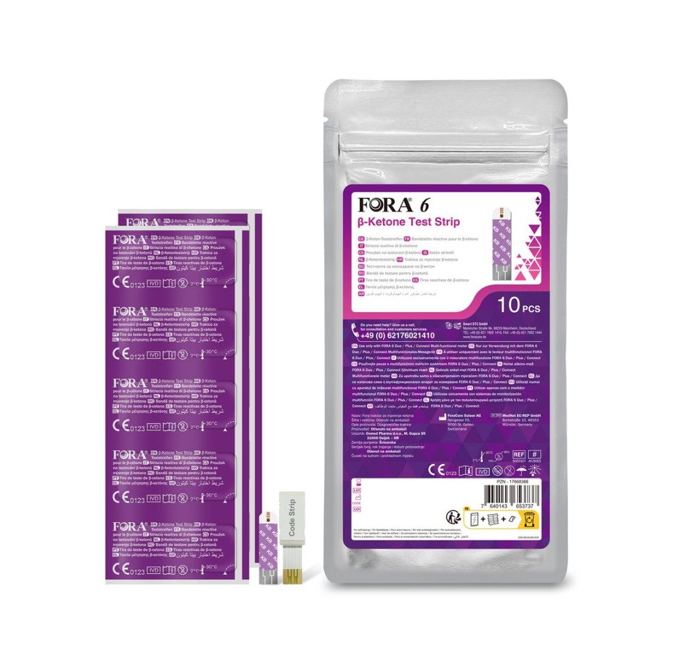 FORA 6 bandelettes de test β-cétone 10 pce