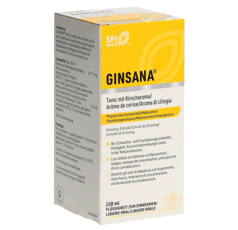 GINSANA tonique arôme de cerise fl verre 250 ml