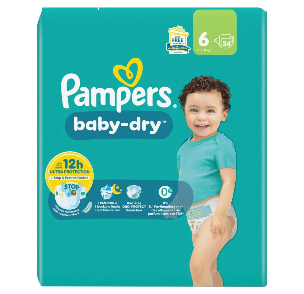PAMPERS Baby Dry Gr6 13-18kg Large éco (n) 34 pce