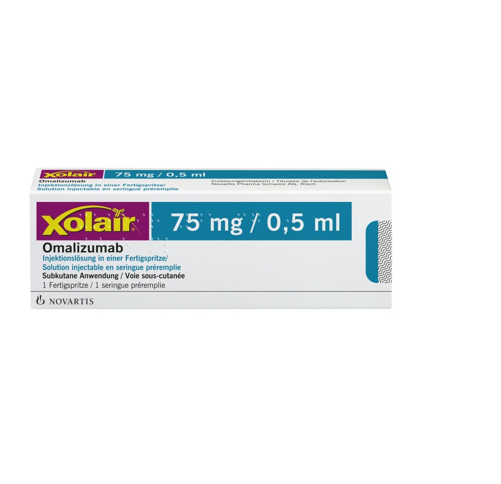 XOLAIR sol inj 75 mg/0.5ml seringue pré 0.5 ml