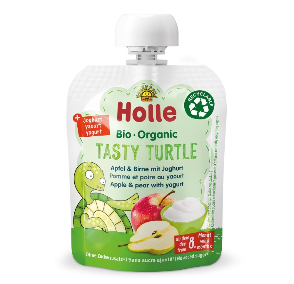HOLLE Tasty Turtle pomme&poire avec yaourt 85 g