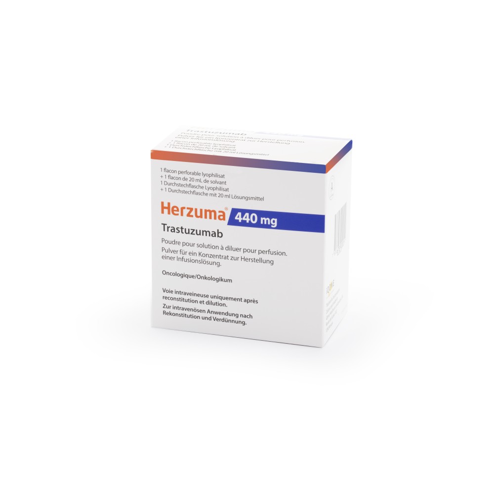 HERZUMA subst sèche 440 mg c solv flac