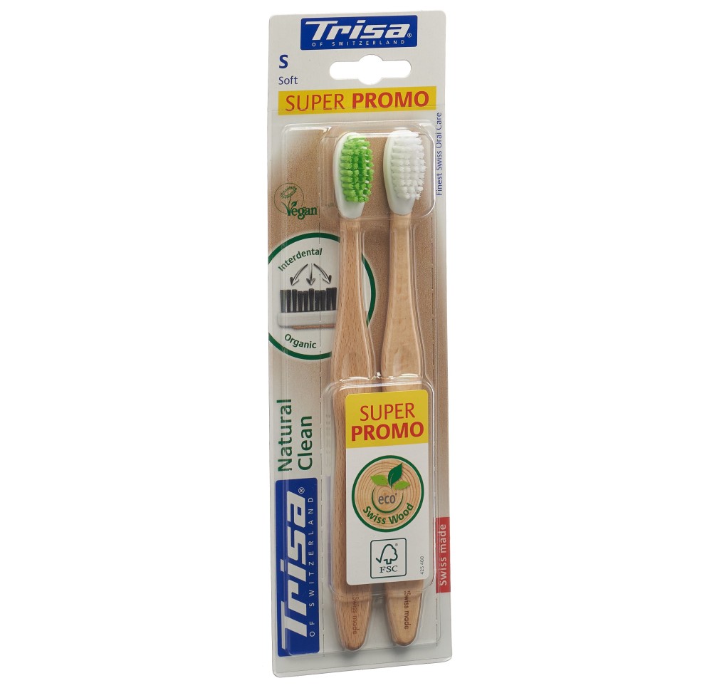 TRISA Natural Clean bros dents bois soft DUO 2 pce