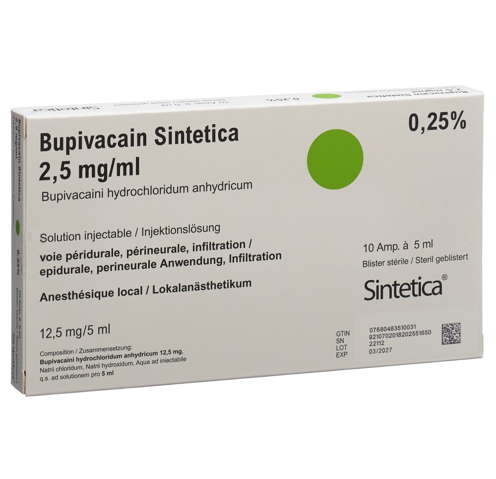 BUPIVACAIN Sintetica 12.5 mg/5ml bli sté 10 x 5 ml