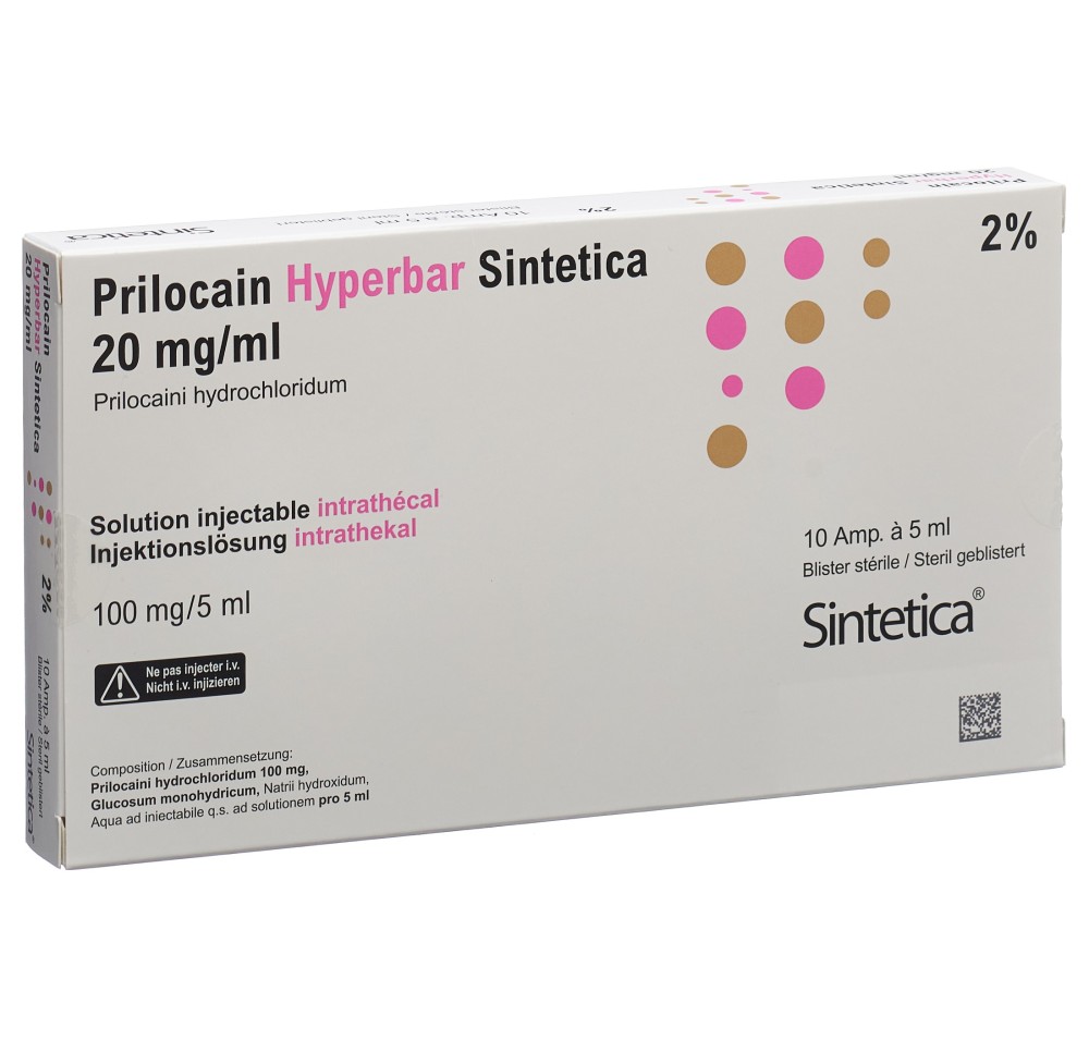 PRILOCAIN Hyperbar Sint 100 mg/5ml bli sté 10 pce