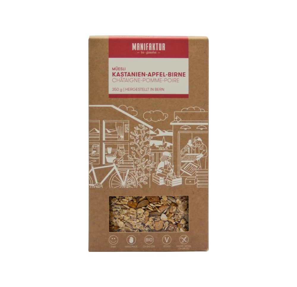 MANIFAKTUR Muesli châtaigne-pomm-poires bio 350 g