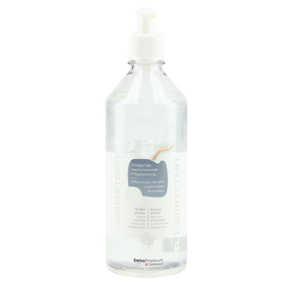 WIESENBERG Gel désinf mains Classic Clear 500 ml