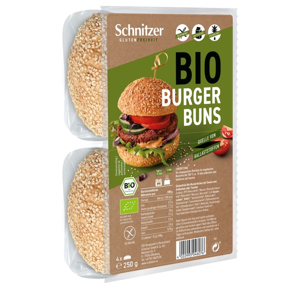 SCHNITZER Bio hamburger buns sach 250 g