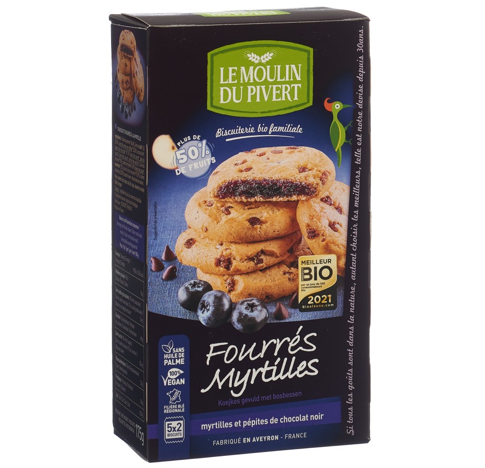 LE MOULIN DU PIVERT cookies fourrés myrtill 175 g
