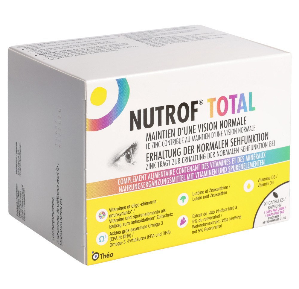 NUTROF Total Vit Spuren Omega 3 caps Vit D3 90 pce