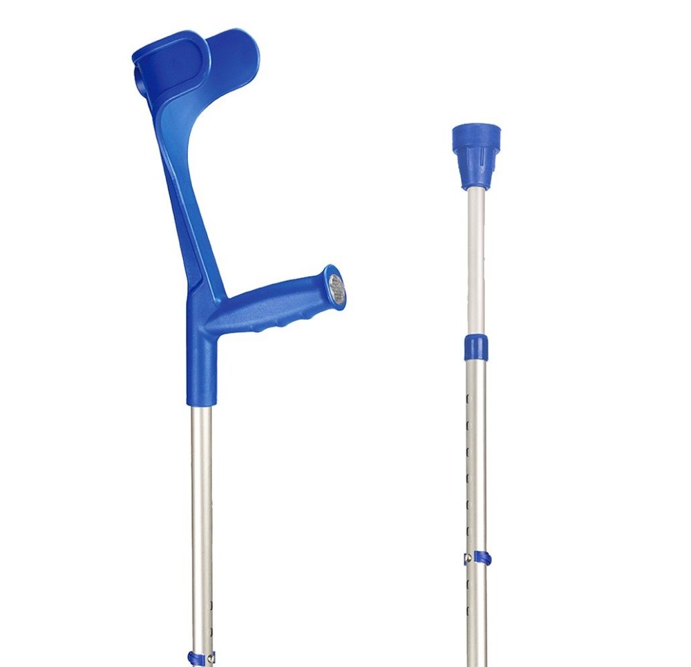 SAHAG béquille ergo 76-96cm alu bleu 1 paire