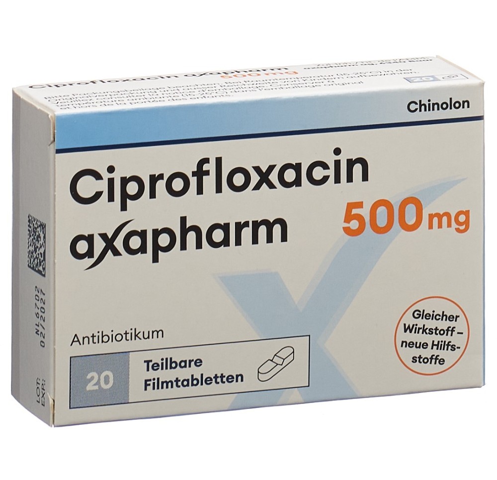 CIPROFLOXACINE axapharm cpr pell 500 mg 20 pce