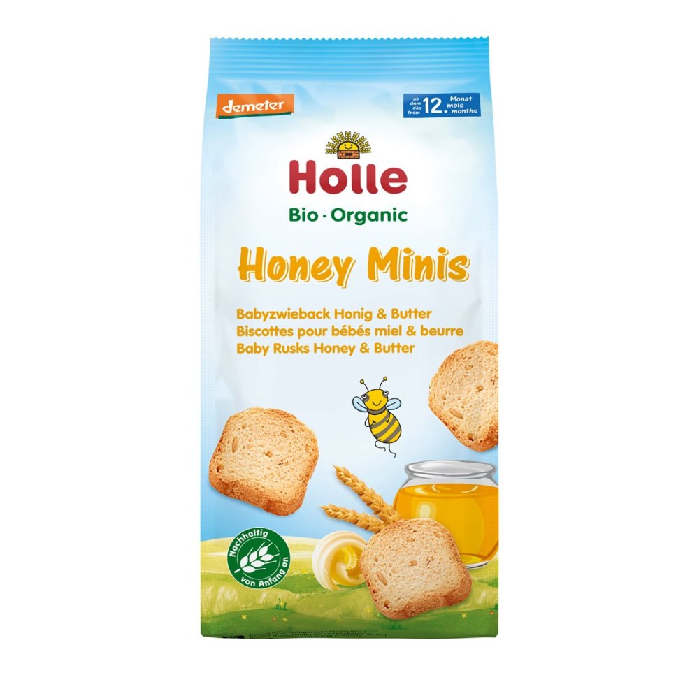 HOLLE honey minis biscottes bio bébés 100 g