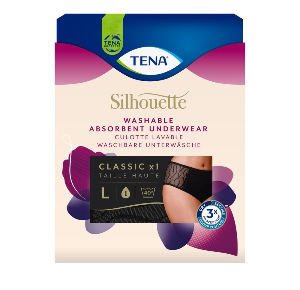 TENA Silhou Class Washable Underwear L noir 4 pce